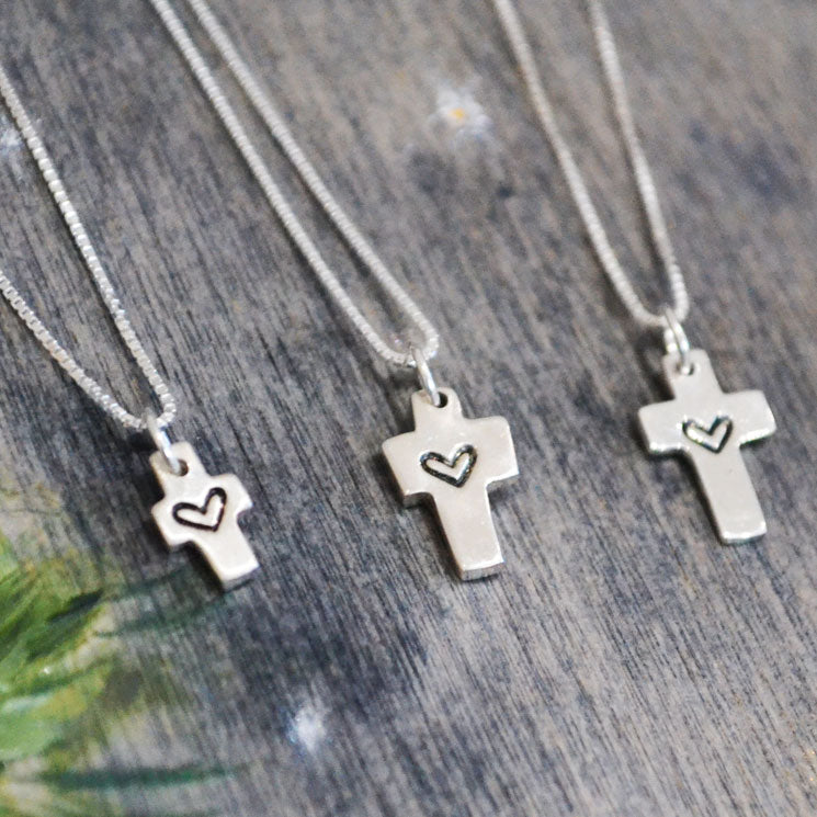 Cross with Heart  in Sterling- One of a Kind