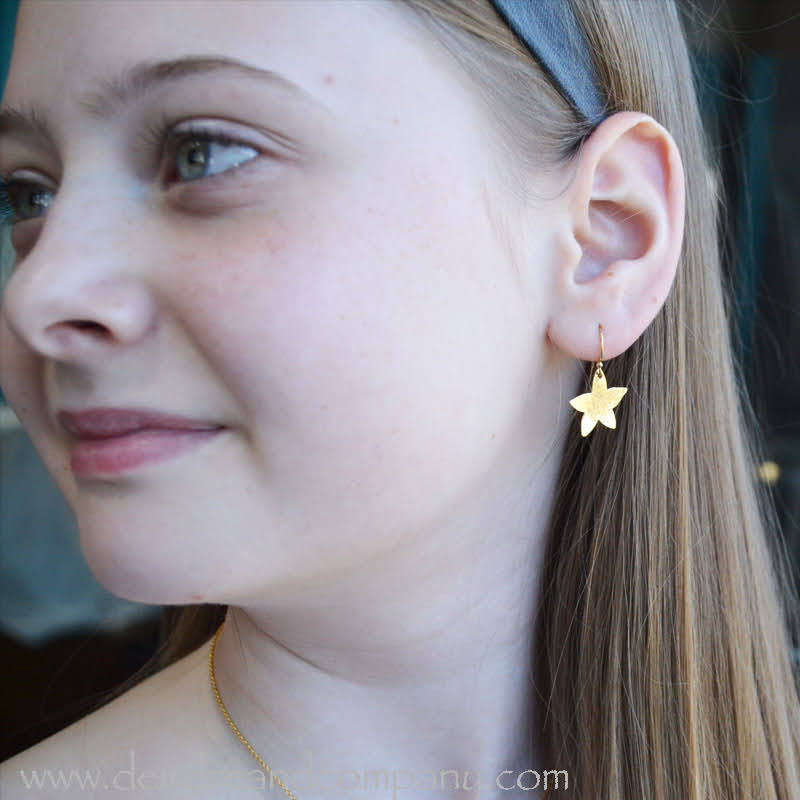 Star Flower Earrings in Sterling Silver or Gold