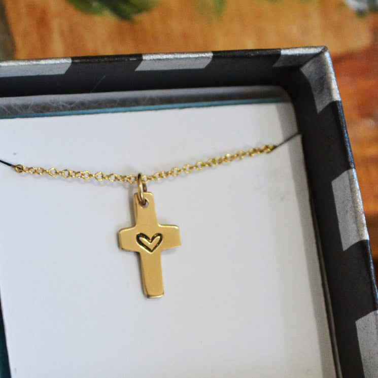 14K Gold Cross with Heart - One of a Kind