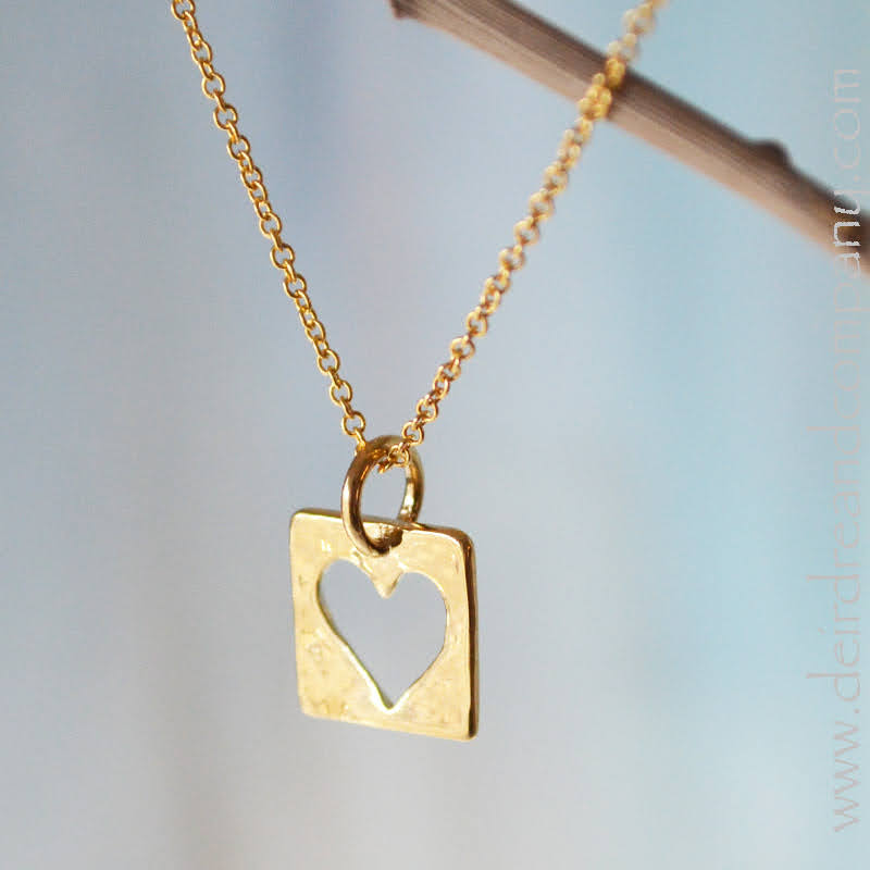 Handmade Christian Jewelry - Gold Heart in Square Necklace – Deirdre ...