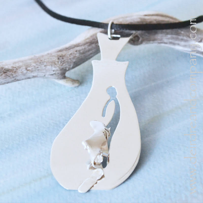 Mary's Perfume Pendant in Sterling Silver on Satin Cord