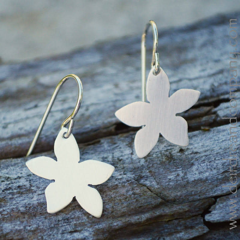 Star Flower Earrings in Sterling Silver or Gold